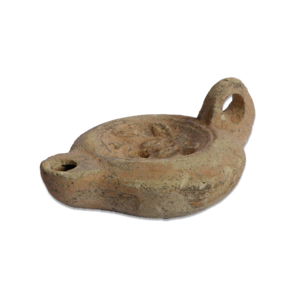 Roman oil lamp with a Myrtle wreath