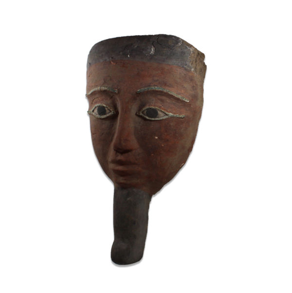 Egyptian bearded mummy mask with bronze eyes