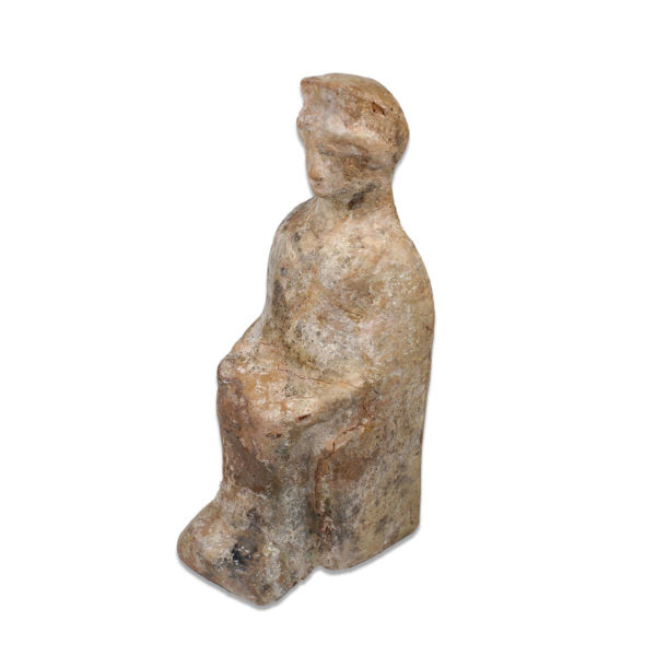 Greek statuette of a goddess wearing a polos