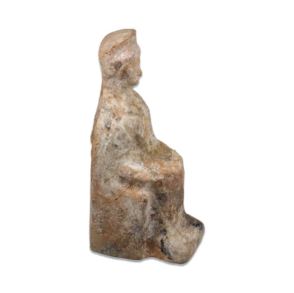 Greek statuette of a goddess wearing a polos