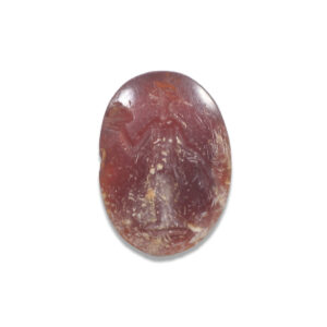 Roman intaglio stone depicting female deity with branches and bowl