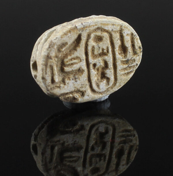 Egyptian scarab with prenomen of Thutmose III in cartouche