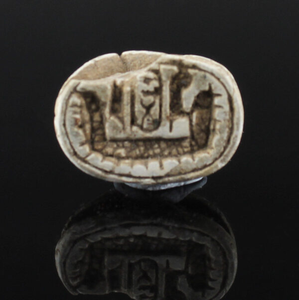 Egyptian scarab with prenomen of Thutmose III in cartouche
