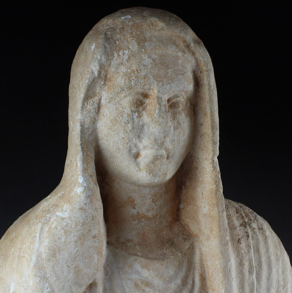 Byzantine portrait bust of a woman with a scroll for sale Byzantine