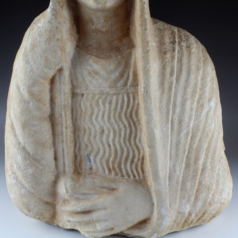 Byzantine portrait bust of a woman with a scroll for sale Byzantine