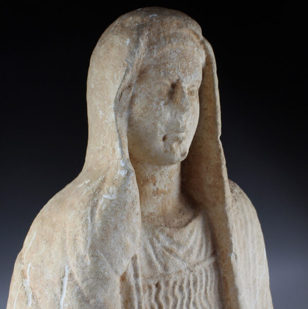 Byzantine portrait bust of a woman with a scroll
