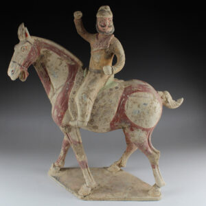 Chinese statuette of a horse with rider