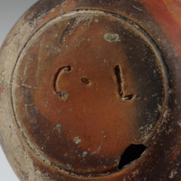 Roman oil lamp with cornucopias and initials stamp