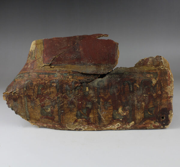 Egyptian painted cartonnage foot from a mummy sarcophagus