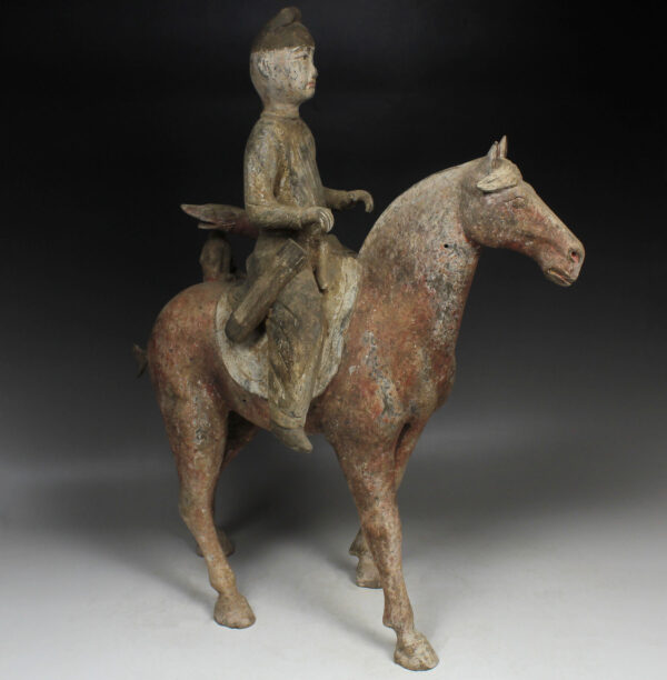 Chinese statuette of a horse with rider