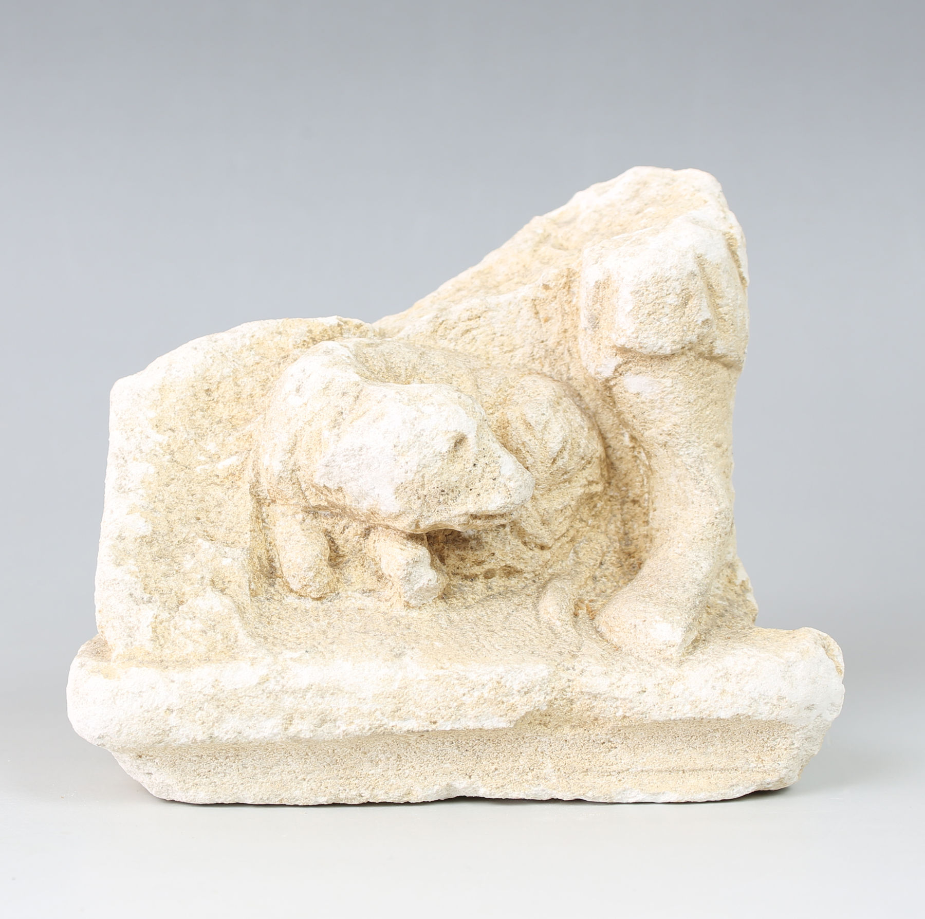 Roman fragment of a statuette with a leg and a dog Roman fragment of a statuette with a leg and a dog