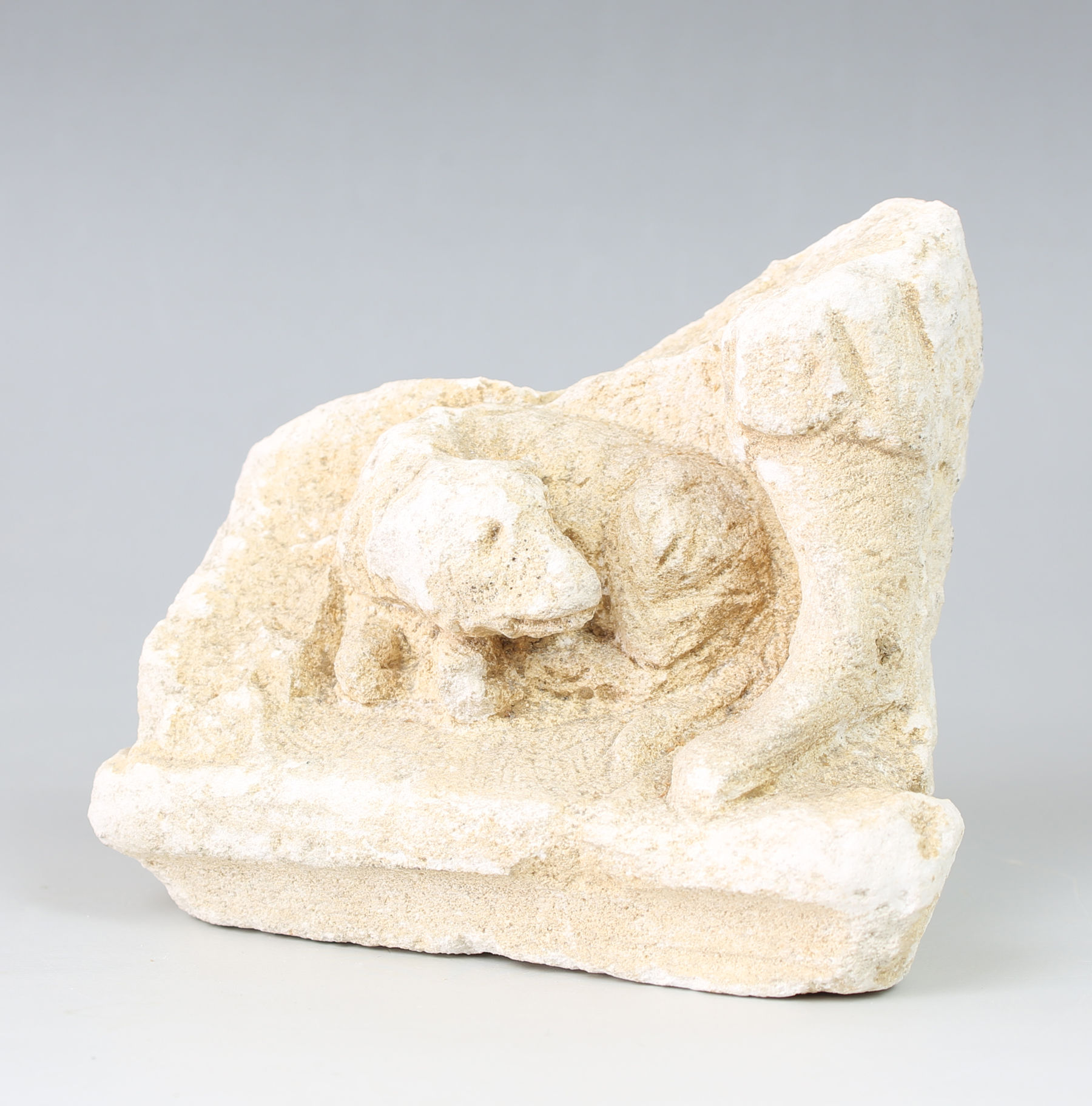Roman fragment of a statuette with a leg and a dog Roman fragment of a statuette with a leg and a dog