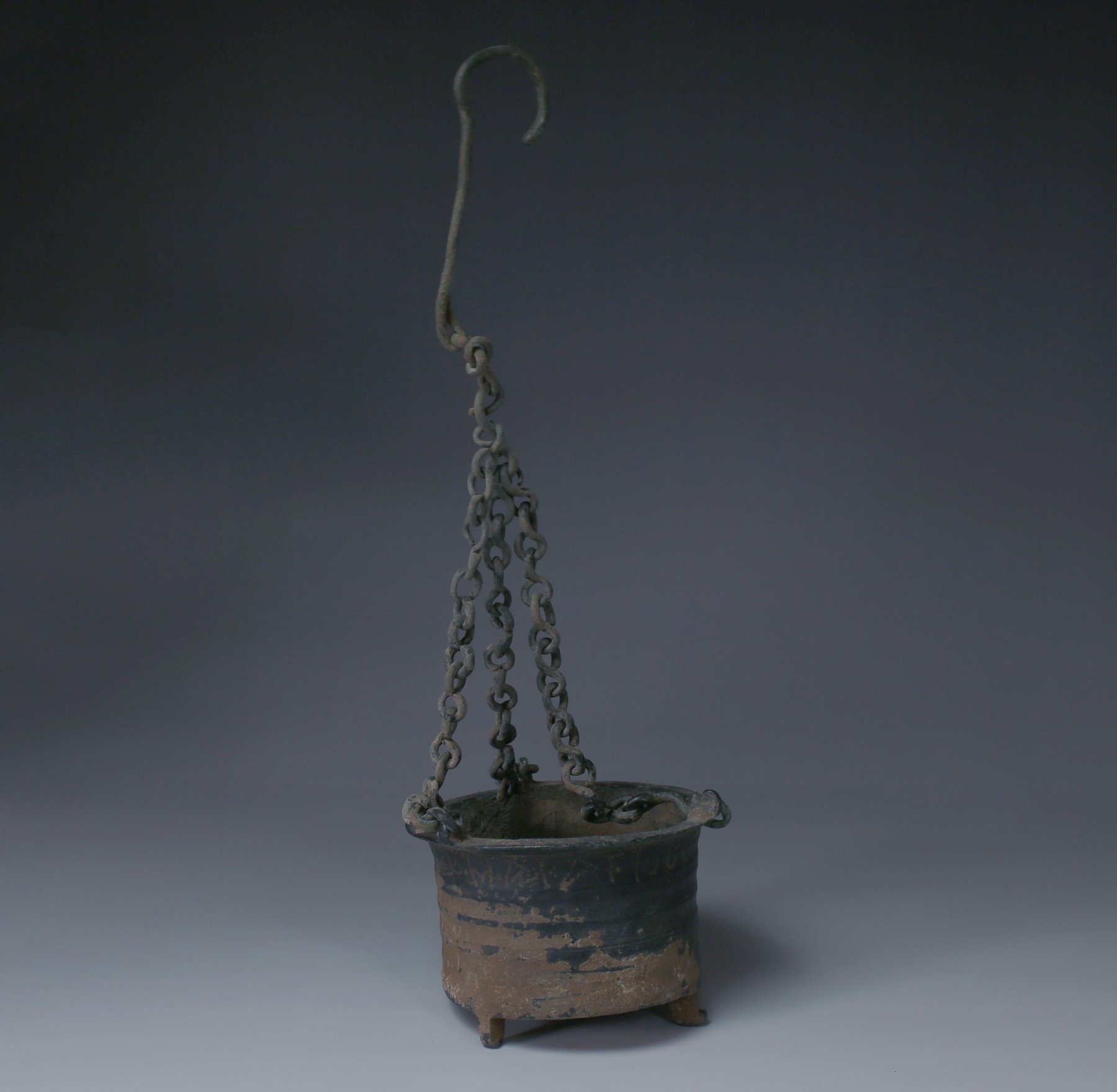 Late Roman / Byzantine incense burner with Greek inscription Late Roman / Byzantine incense burner with Greek inscription