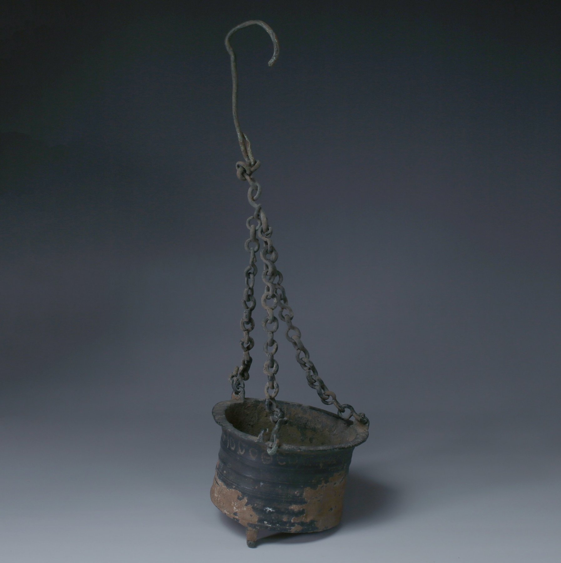 Late Roman / Byzantine incense burner with Greek inscription Late Roman / Byzantine incense burner with Greek inscription